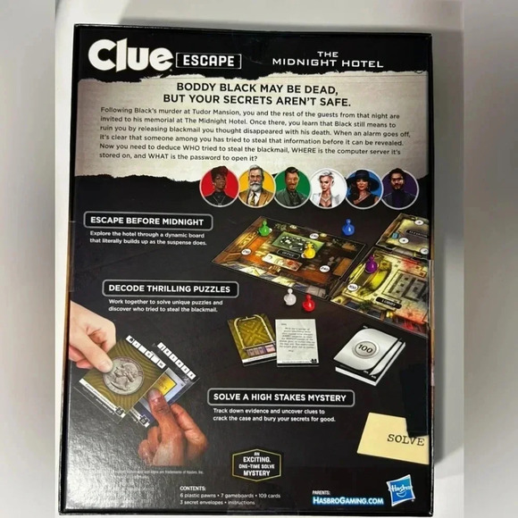 Hasbro Gaming | Clue Escape: The Midnight Hotel | Ages 10+ -  BNIB ♟️🔧🌭 - Picture 2 of 9